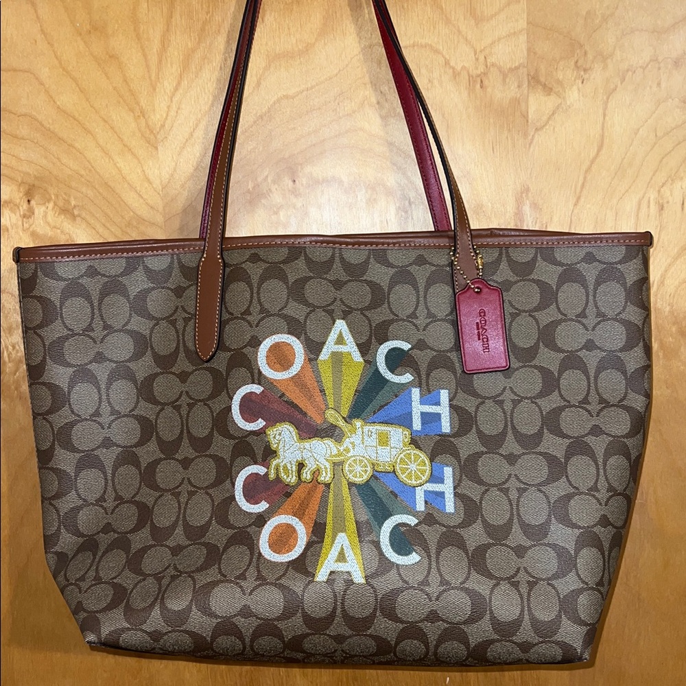 Pride Coach Signature City Tote and Slim Wallet Radial Rainbow Signature Canvas - Picture 2 of 13
